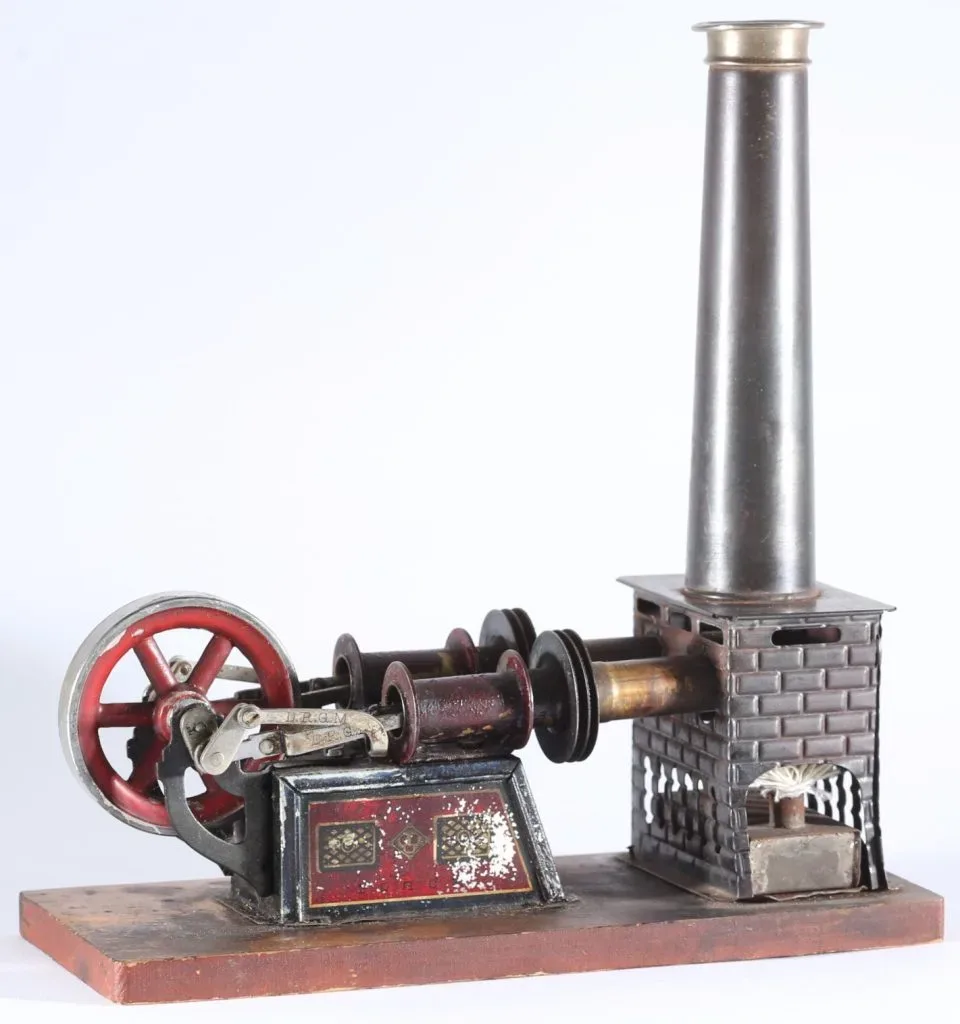 Bing’s twin-cylinder engine worked with hot air