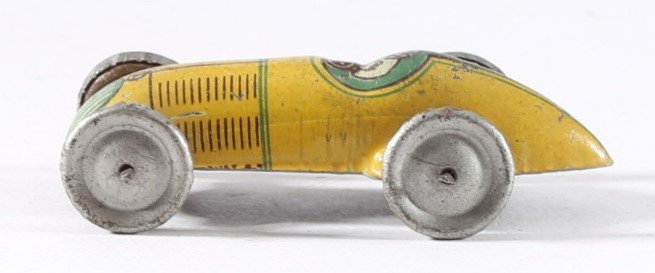 kallistoys auctions auktionen-antique vintage toys-antik historisch spielzeug-alemanni-italy-tinplate-blech-latta-race car-rennwagen-auto da corsa-yellow-1c