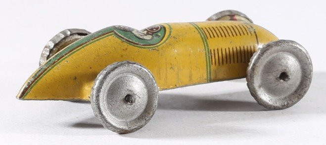 kallistoys auctions auktionen-antique vintage toys-antik historisch spielzeug-alemanni-italy-tinplate-blech-latta-race car-rennwagen-auto da corsa-yellow-1f