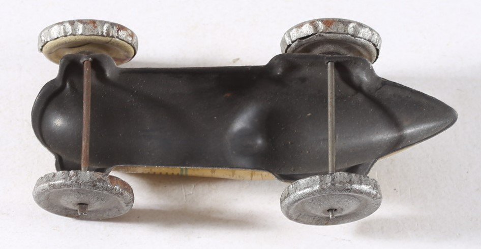 kallistoys auctions auktionen-antique vintage toys-antik historisch spielzeug-alemanni-italy-tinplate-blech-latta-race car-rennwagen-auto da corsa-yellow-1g