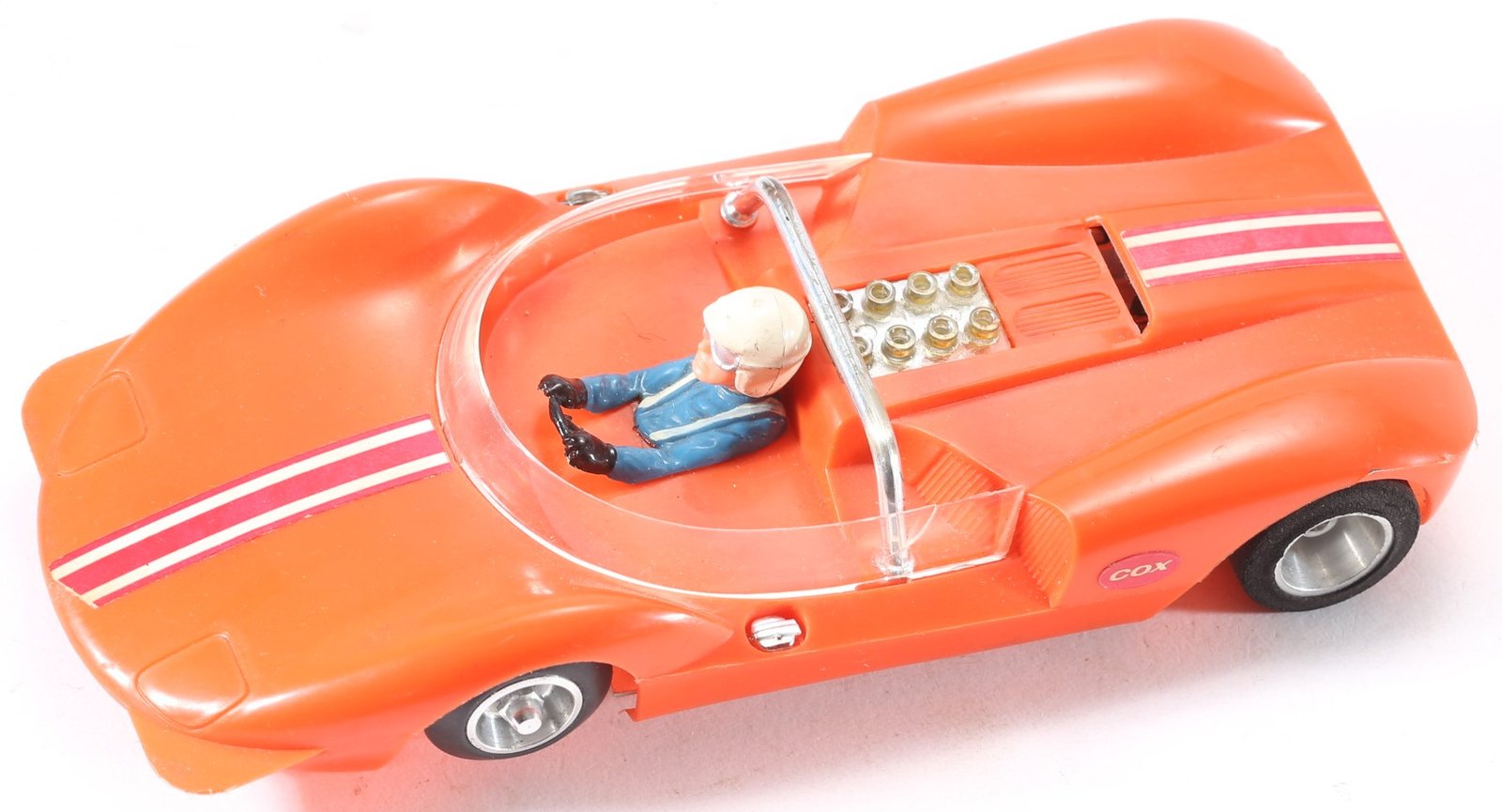 kallistoys auctions auktionen-antique vintage toys-antik historisch spielzeug-cox-usa-slotcar-scale 1 to 24-race car-rennwagen-la cucaracha-iso fulcrum chassis-orange-4800-1b