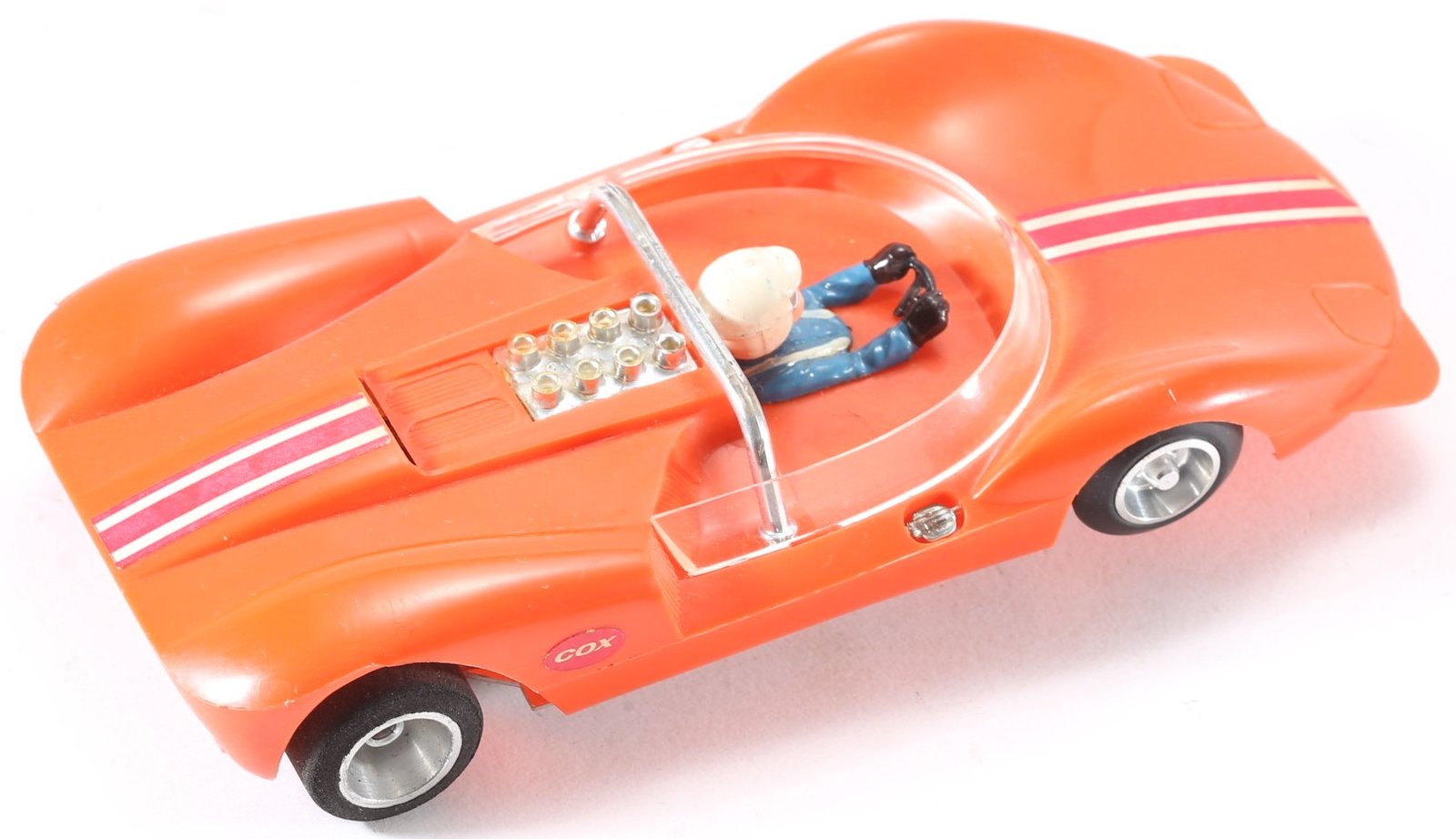 kallistoys auctions auktionen-antique vintage toys-antik historisch spielzeug-cox-usa-slotcar-scale 1 to 24-race car-rennwagen-la cucaracha-iso fulcrum chassis-orange-4800-1f