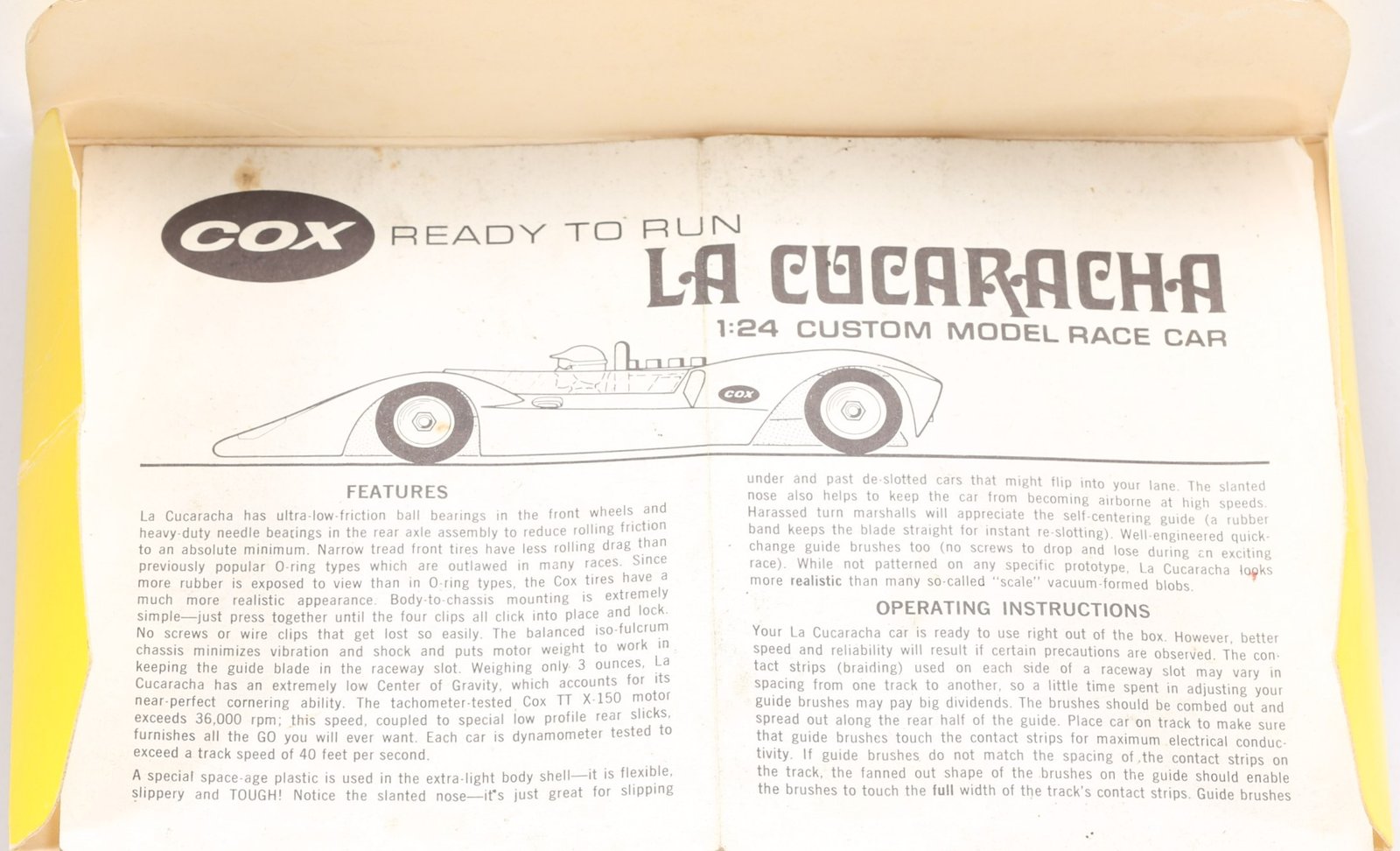 kallistoys auctions auktionen-antique vintage toys-antik historisch spielzeug-cox-usa-slotcar-scale 1 to 24-race car-rennwagen-la cucaracha-iso fulcrum chassis-orange-4800-1n