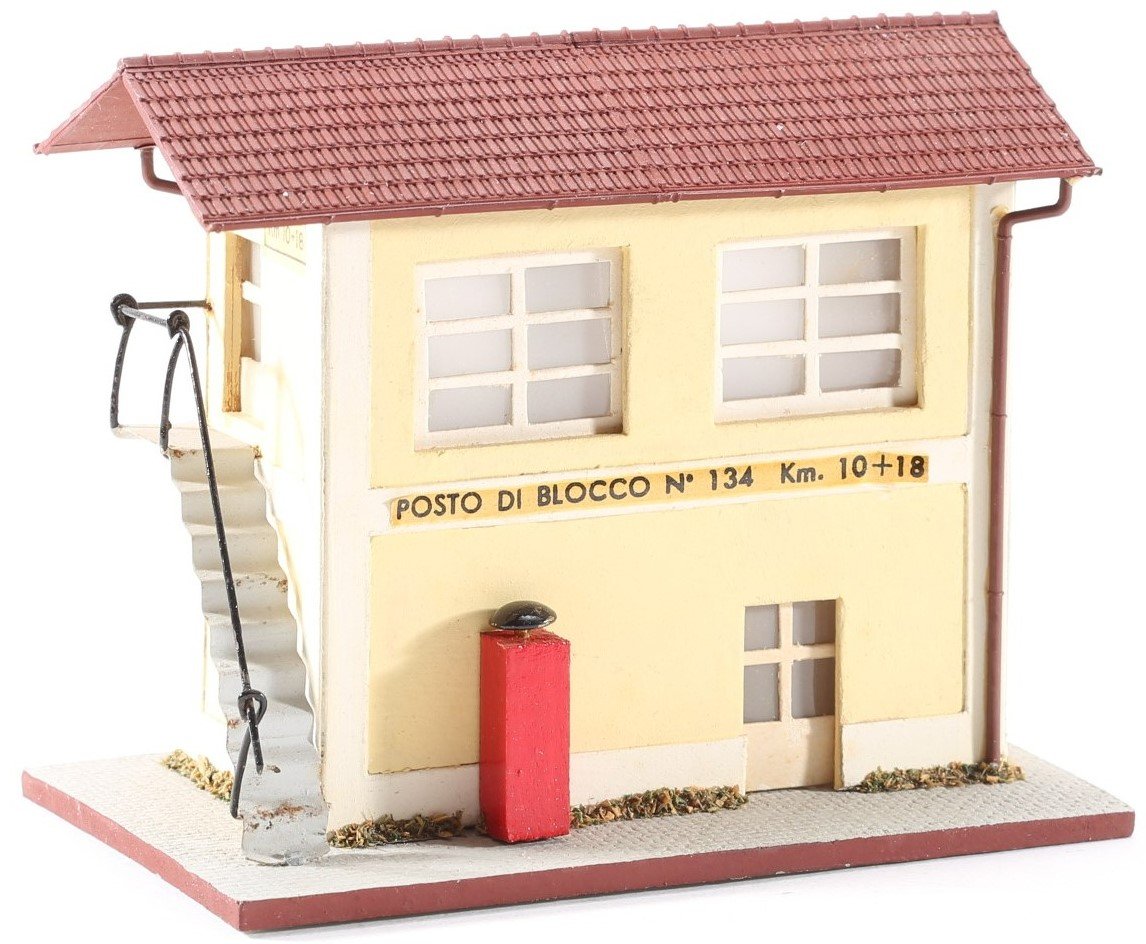 kallistoys auctions auktionen-antique vintage toys-antik historisch spielzeug-giocattoli antichi storici-rivarossi-italy-wood house-holzhaus-switch tower-stellwerk-posto di blocco-s 05-1a