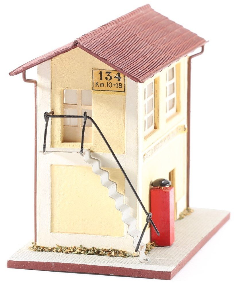 kallistoys auctions auktionen-antique vintage toys-antik historisch spielzeug-giocattoli antichi storici-rivarossi-italy-wood house-holzhaus-switch tower-stellwerk-posto di blocco-s 05-1c