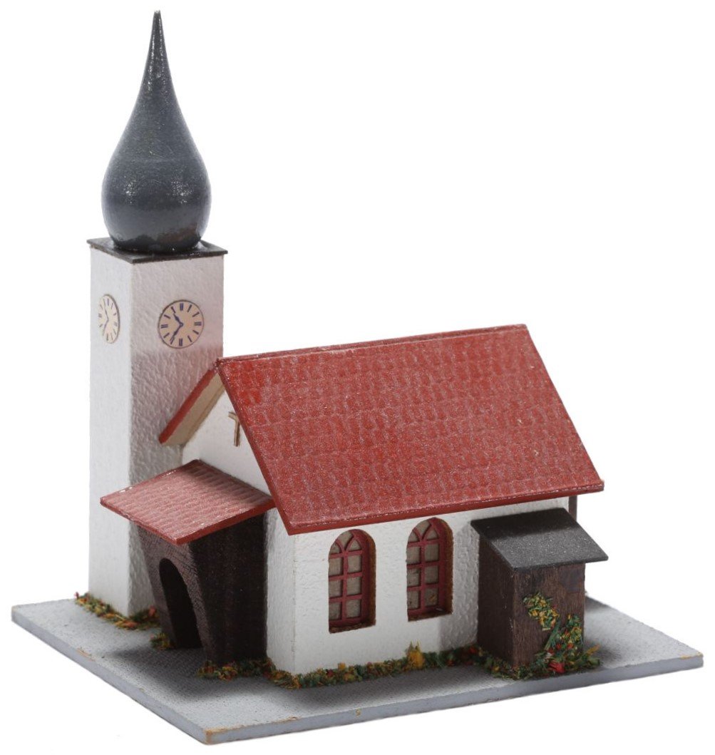 kallistoys auctions auktionen-antique vintage toys-antik historisch spielzeug-neuffen-germany-scale h0-wood house-holzhaus-village church-dorfkirche-208-1a