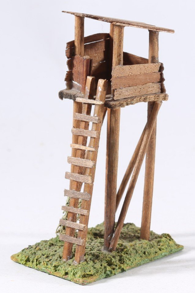 kallistoys auctions auktionen-antique vintage toys-antik historisch spielzeug-noch-germany-scale h0-train accessory-eisenbahnzubehoer-wood house-holzhaus-hunting hut-hochstand-94-1a