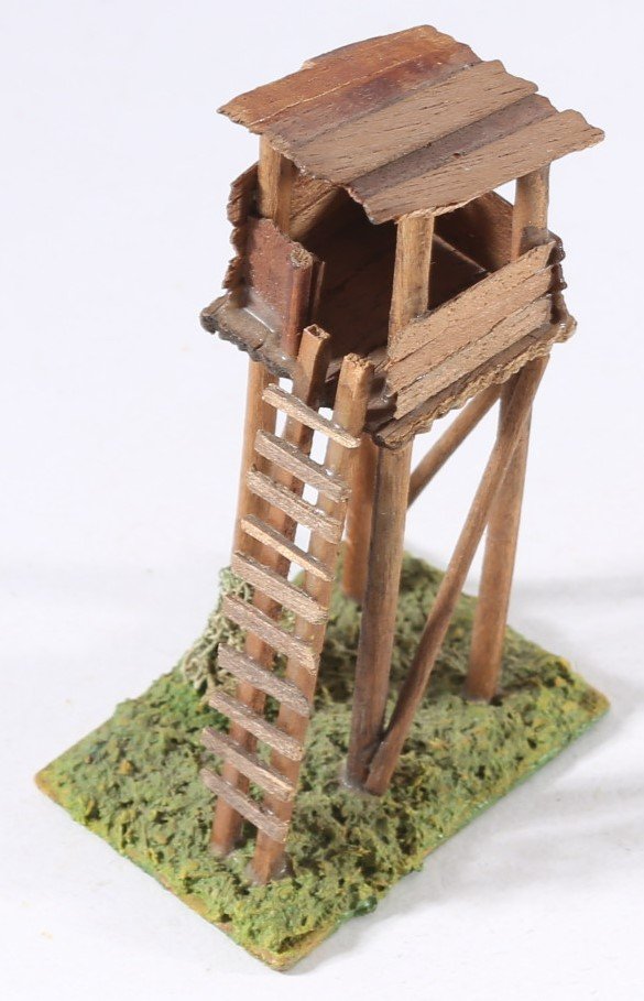 kallistoys auctions auktionen-antique vintage toys-antik historisch spielzeug-noch-germany-scale h0-train accessory-eisenbahnzubehoer-wood house-holzhaus-hunting hut-hochstand-94-1b