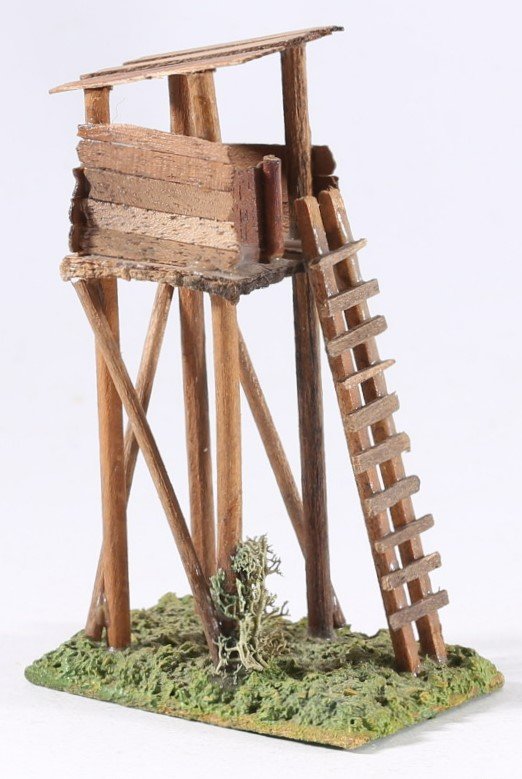 kallistoys auctions auktionen-antique vintage toys-antik historisch spielzeug-noch-germany-scale h0-train accessory-eisenbahnzubehoer-wood house-holzhaus-hunting hut-hochstand-94-1d