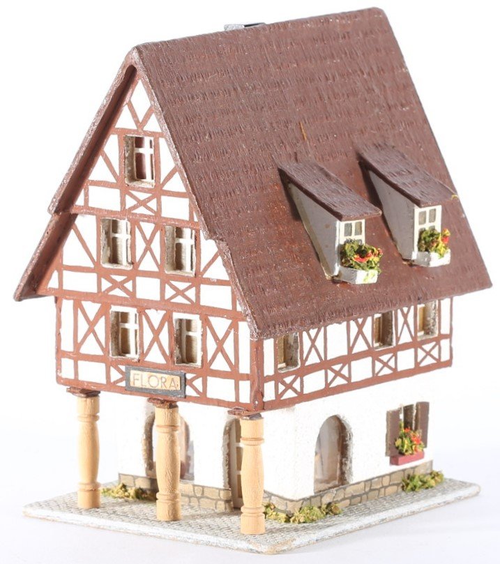 kallistoys auctions auktionen-antique vintage toys-antik historisch spielzeug-rudolf spitaler-germany-wood house-holzhaus-timbered-fachwerk-flower shop-blumenladen-flora-6451-1a