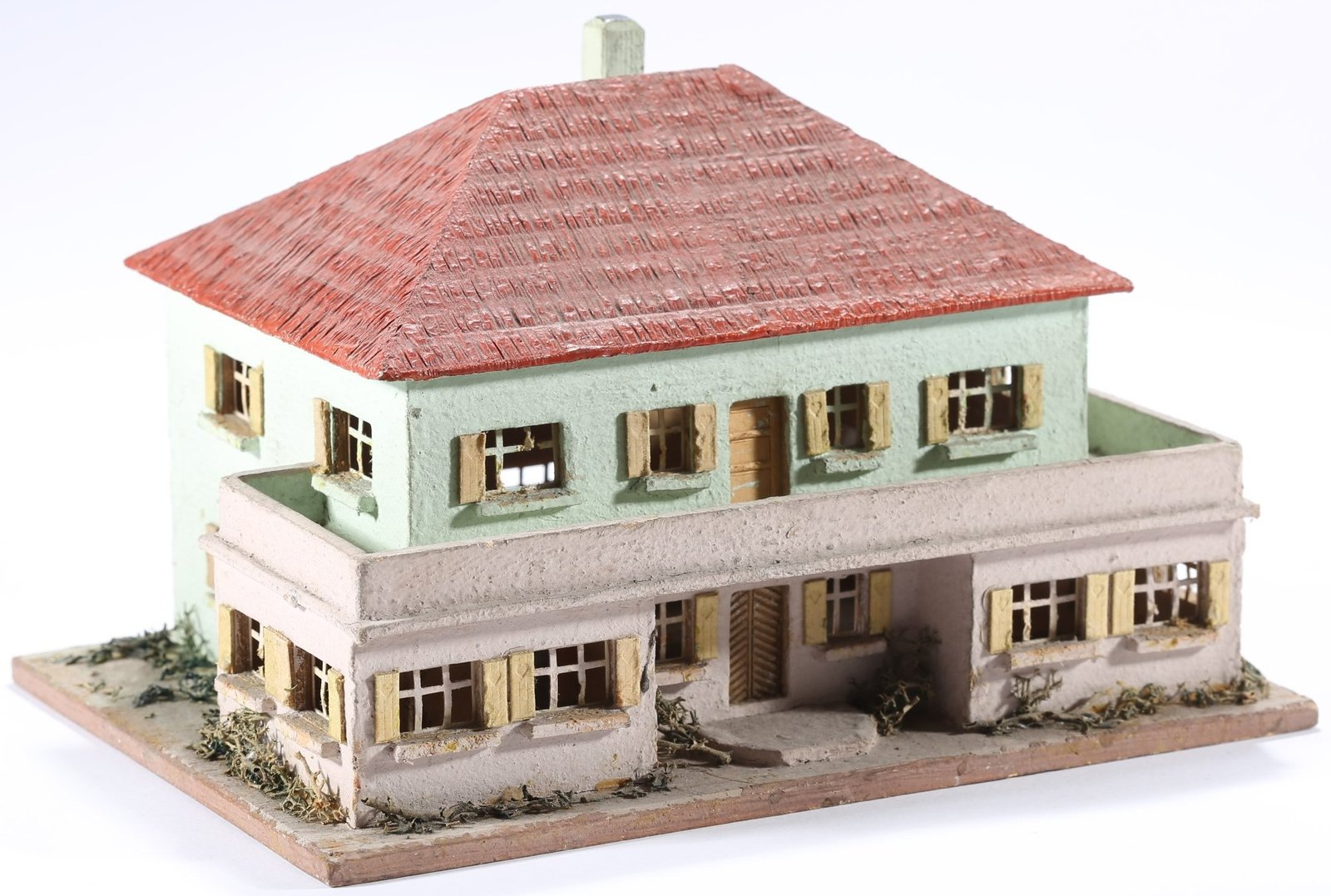 kallistoys auctions auktionen-antique vintage toys-antik historisch spielzeug-rudolf spitaler-germany-wood house-holzhaus-two storey home veranda-zweistöckiges haus-hellgrün-25-1a