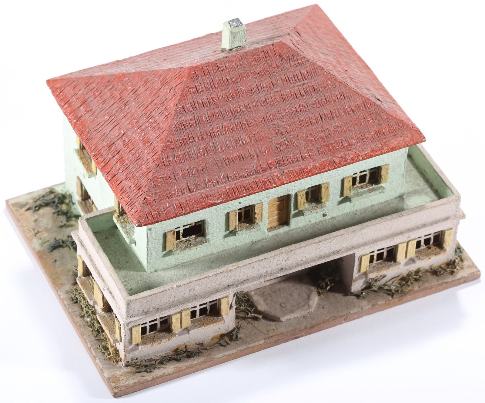 kallistoys auctions auktionen-antique vintage toys-antik historisch spielzeug-rudolf spitaler-germany-wood house-holzhaus-two storey home veranda-zweistöckiges haus-hellgrün-25-1b