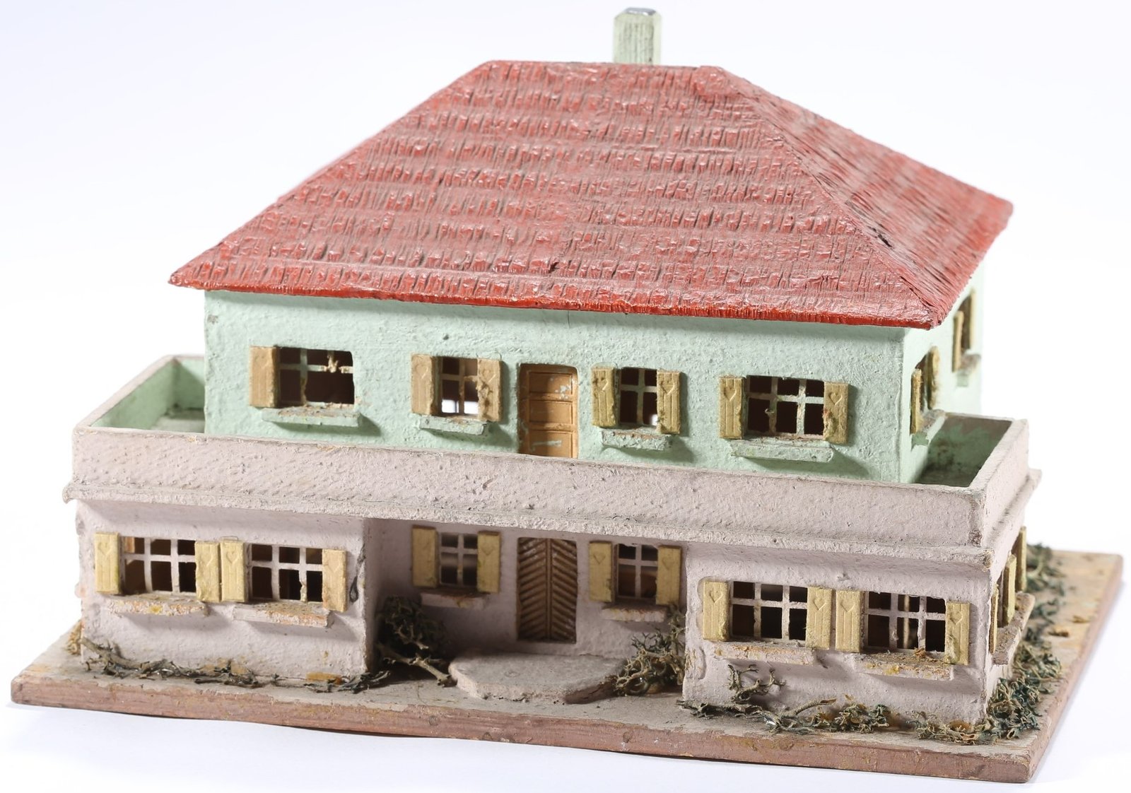 kallistoys auctions auktionen-antique vintage toys-antik historisch spielzeug-rudolf spitaler-germany-wood house-holzhaus-two storey home veranda-zweistöckiges haus-hellgrün-25-1c