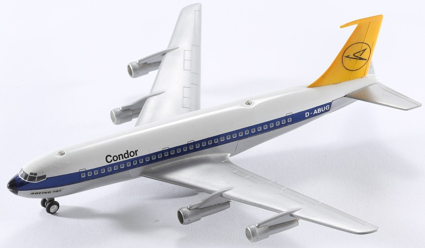 kallistoys auctions auktionen-antique vintage toys-antik historisch spielzeug-schuco-1 to 43-airplane-flugzeug-condor-boeing 707-uhrwerk-plastik-1024-1b (2)