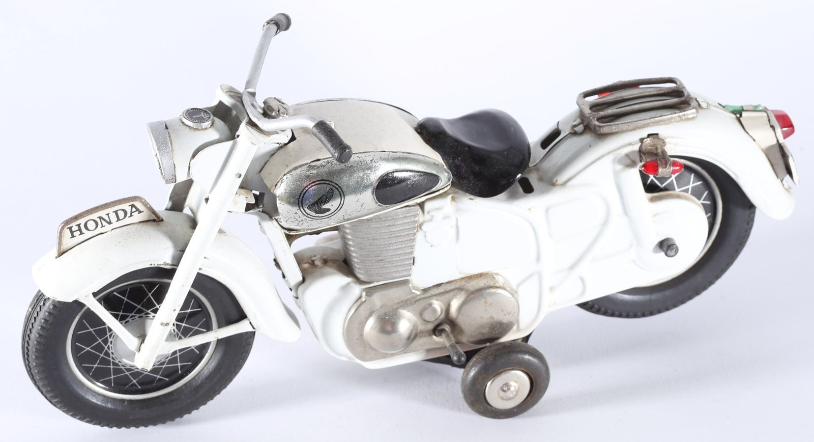 kallistoys auctions auktionen-antique vintage toys-antik historisch spielzeug-bandai-japan-tinplate-blech-motorcycle-motorrad-honda-white-weiss-1b
