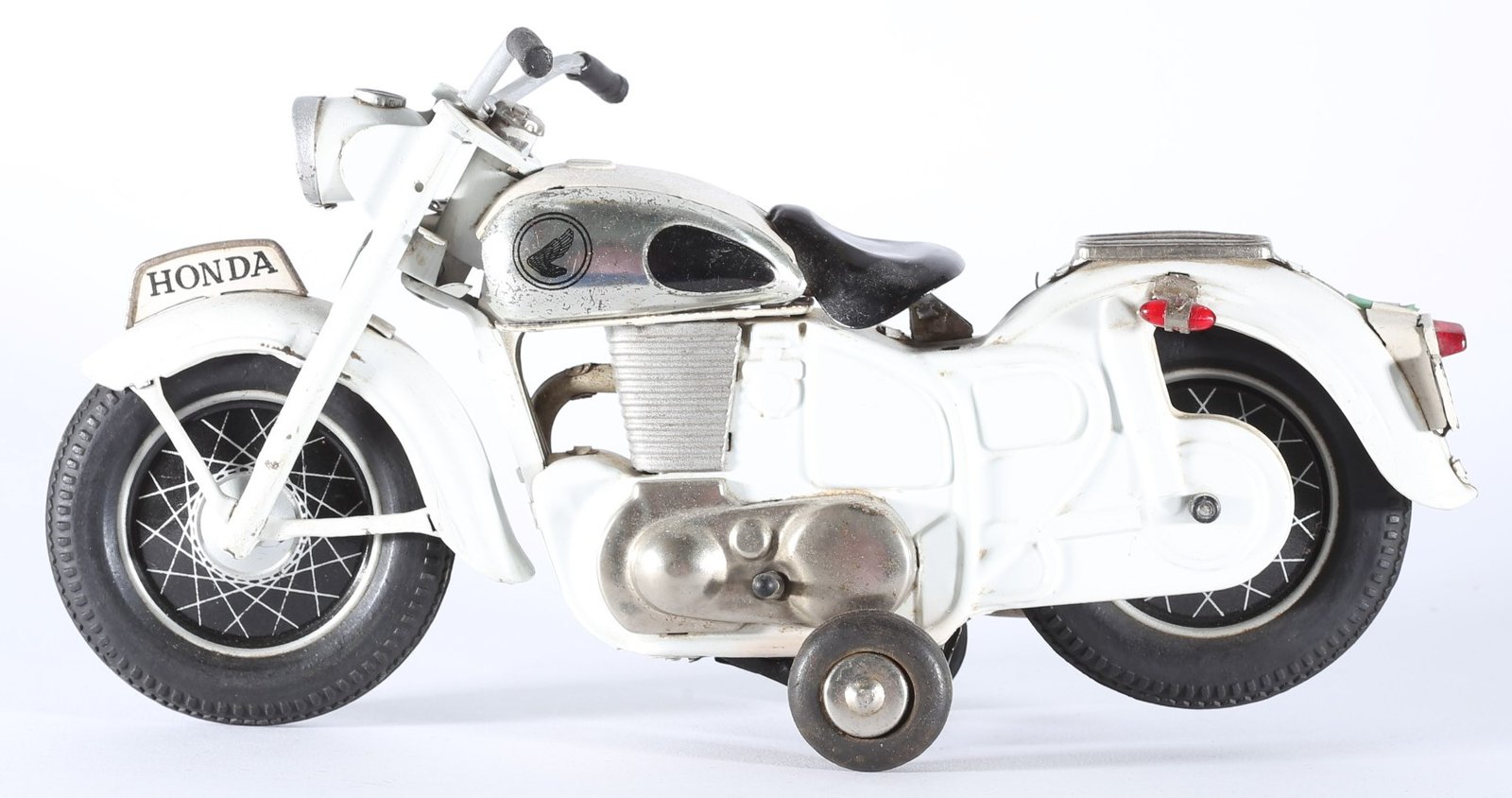 kallistoys auctions auktionen-antique vintage toys-antik historisch spielzeug-bandai-japan-tinplate-blech-motorcycle-motorrad-honda-white-weiss-1c