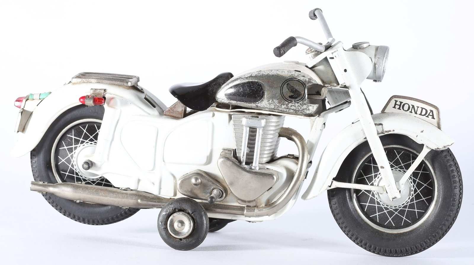 kallistoys auctions auktionen-antique vintage toys-antik historisch spielzeug-bandai-japan-tinplate-blech-motorcycle-motorrad-honda-white-weiss-1d