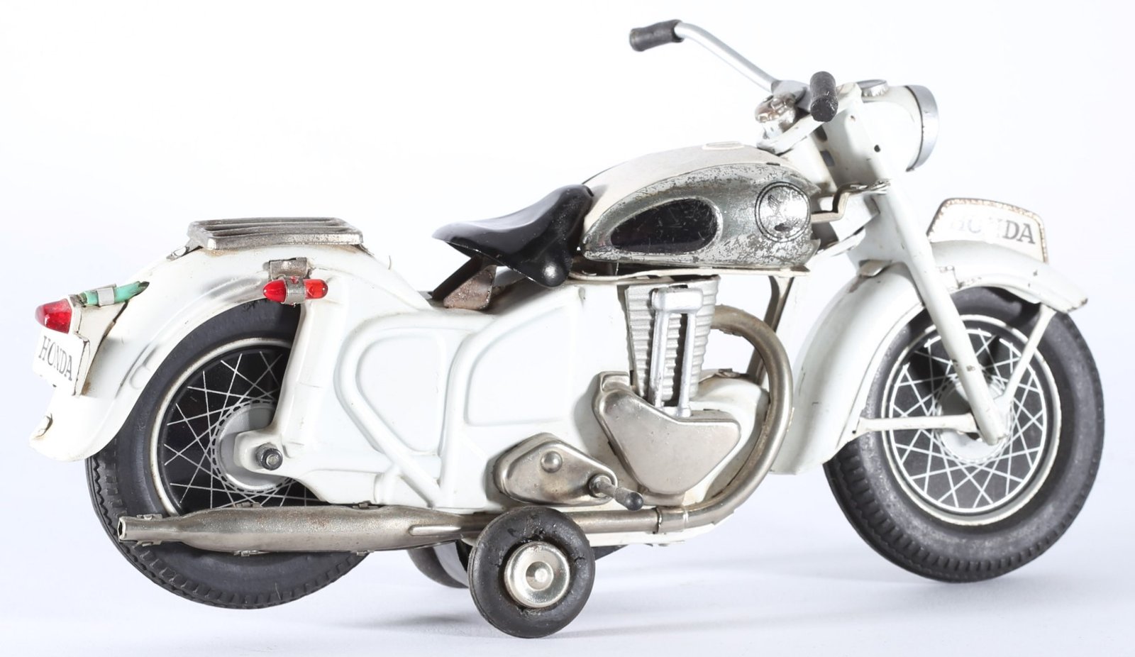 kallistoys auctions auktionen-antique vintage toys-antik historisch spielzeug-bandai-japan-tinplate-blech-motorcycle-motorrad-honda-white-weiss-1e