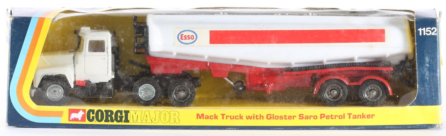kallistoys auctions auktionen-antique vintage toys-antik historisch spielzeug-corgi major toys-england-diecast-truck-lkw-scale 1 to 43-mack truck petrol tanker-esso-1152-1j