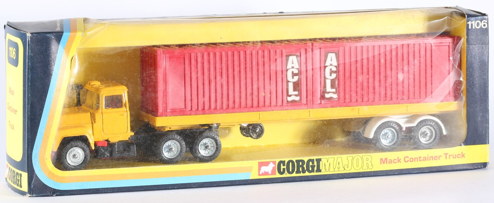 kallistoys auctions auktionen-antique vintage toys-antik historisch spielzeug-corgi major toys-england-united kingdom-diecast-truck-lkw-scale 1 to 43-mack container-orange-1106-1i