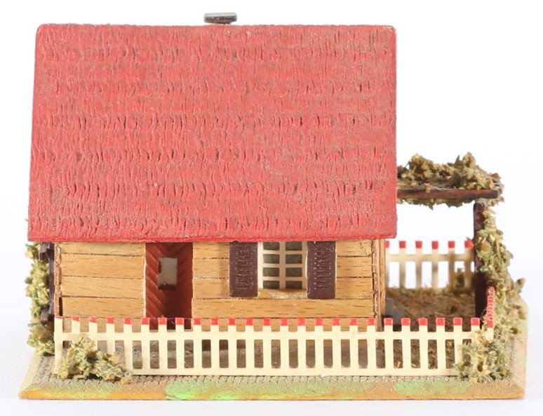 kallistoys auctions auktionen-antique vintage toys-antik historisch spielzeug-faller-germany-wood house-holzhaus-summer-sommer-lattenverschalung-gezackte briefmarke-rote nummer-259-1c
