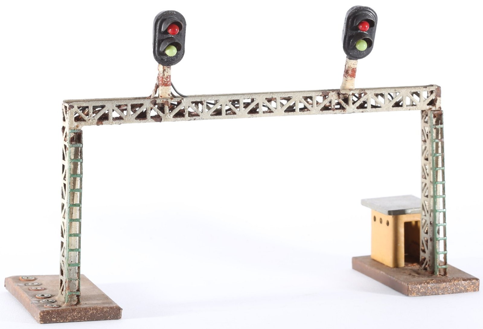 kallistoys auctions auktionen-antique vintage toys-antik historisch spielzeug-ferrovie elettriche in miniatura-f.e.m.-italy-tinplate-blech-signalbridge-signalbrücke-ponte semafori-44-1a