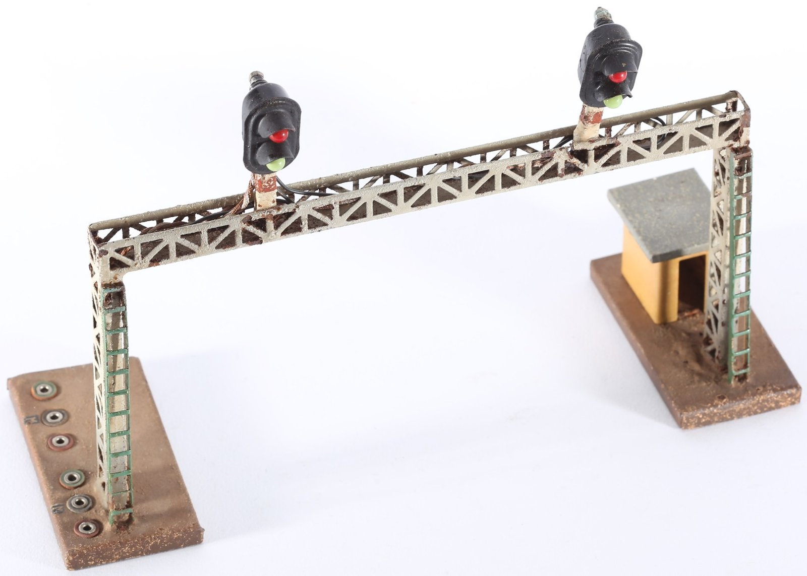 kallistoys auctions auktionen-antique vintage toys-antik historisch spielzeug-ferrovie elettriche in miniatura-f.e.m.-italy-tinplate-blech-signalbridge-signalbrücke-ponte semafori-44-1b