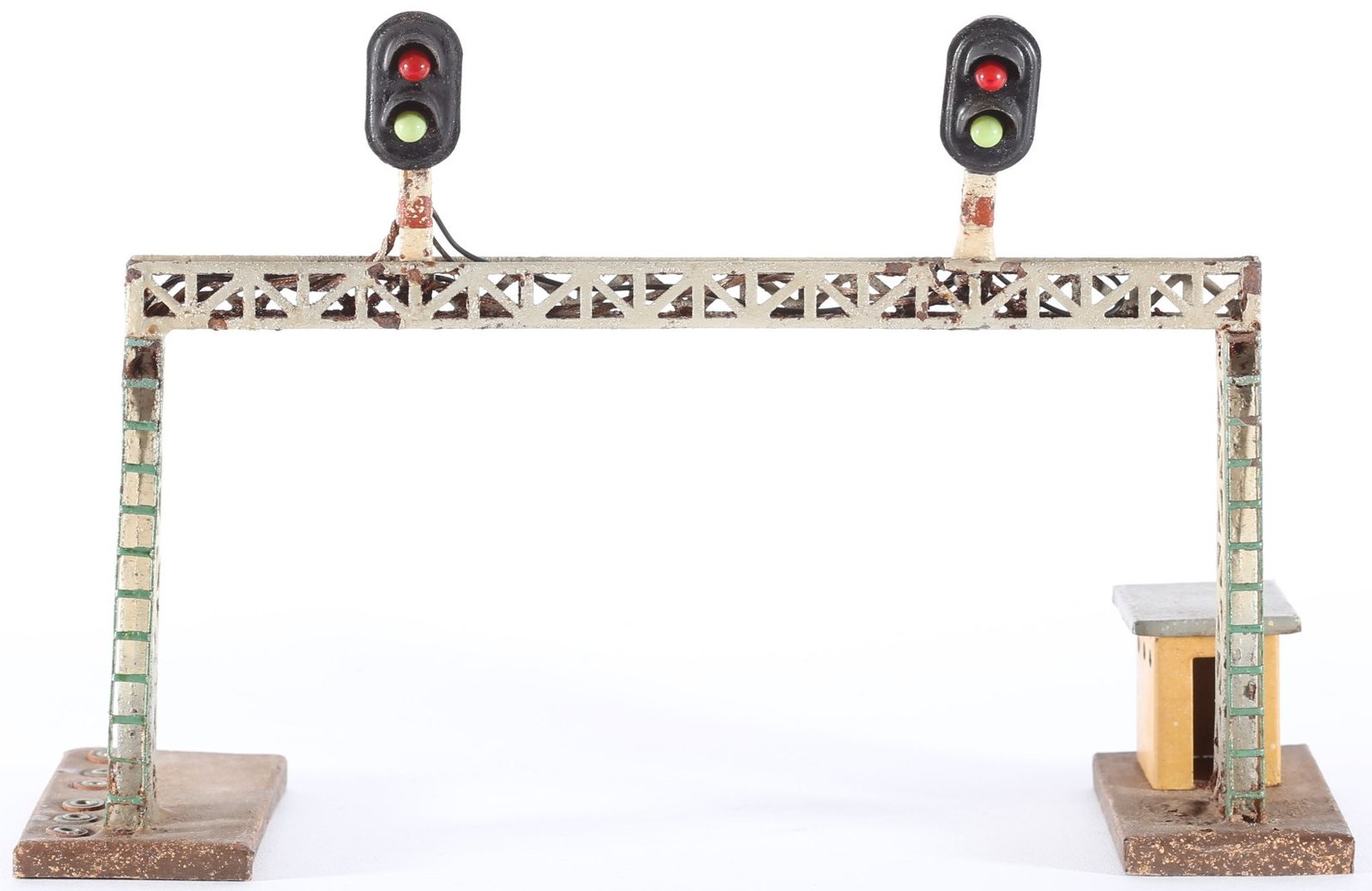 kallistoys auctions auktionen-antique vintage toys-antik historisch spielzeug-ferrovie elettriche in miniatura-f.e.m.-italy-tinplate-blech-signalbridge-signalbrücke-ponte semafori-44-1c