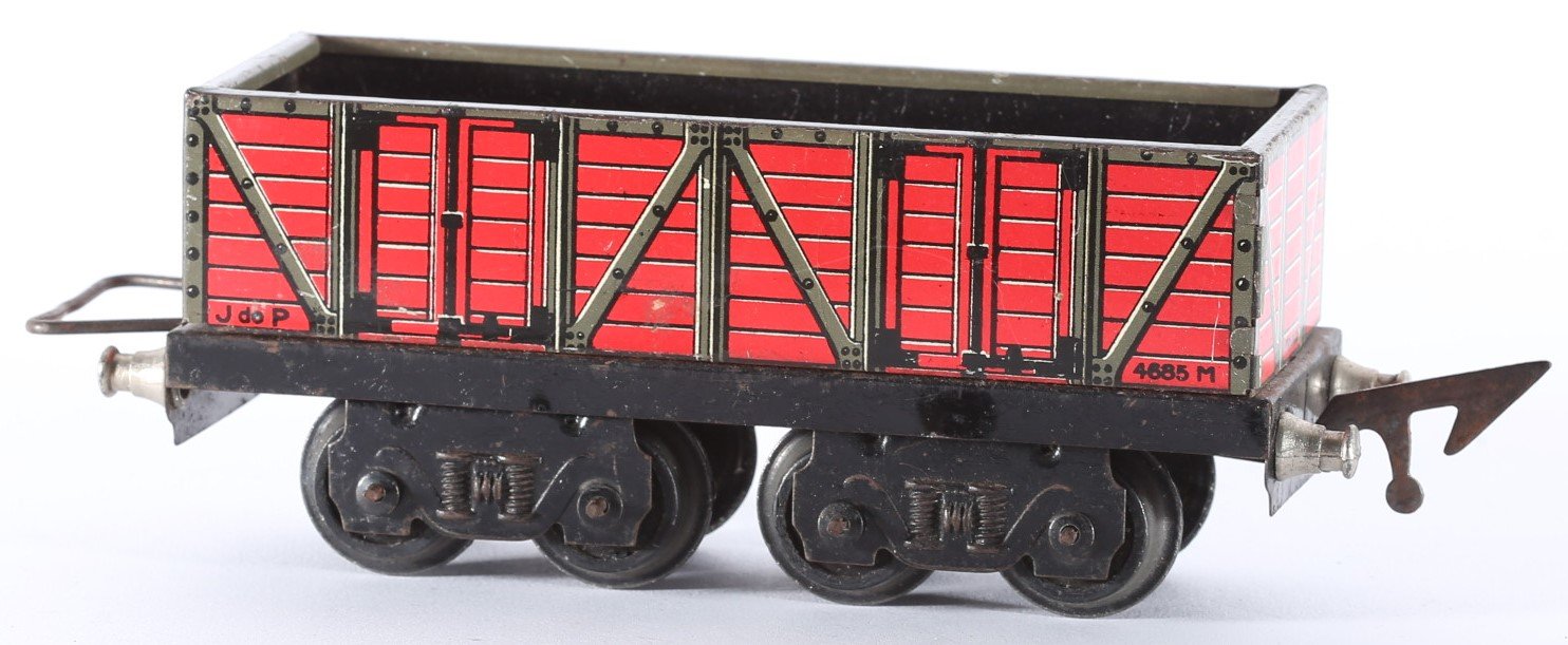 kallistoys auctions auktionen-antique vintage toys-antik historisch spielzeug-jep-france-tinplate-blech-train-eisenbahn-gauge-spur 0-high board car-hochbordwagen-4685-2d