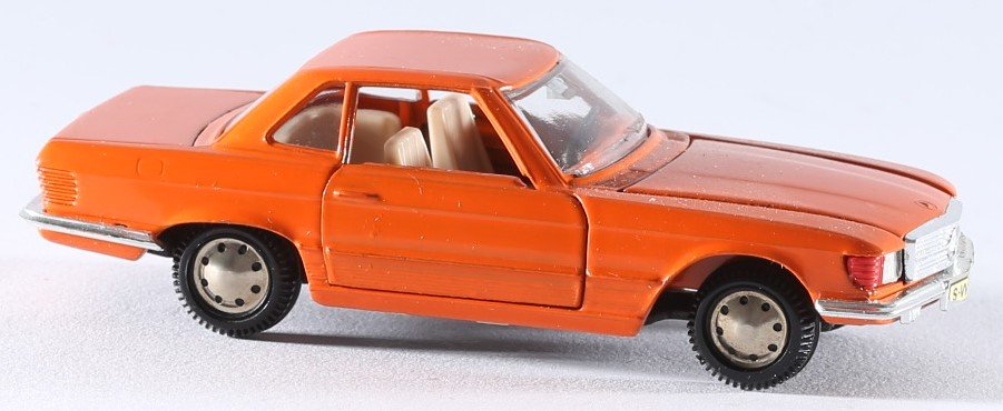 kallistoys auctions auktionen-antique vintage toys-antik historisch spielzeug-märklin-germany-diecast-car-auto-1 to 43-mercedes 350 sl coupé-orange-1839-1e
