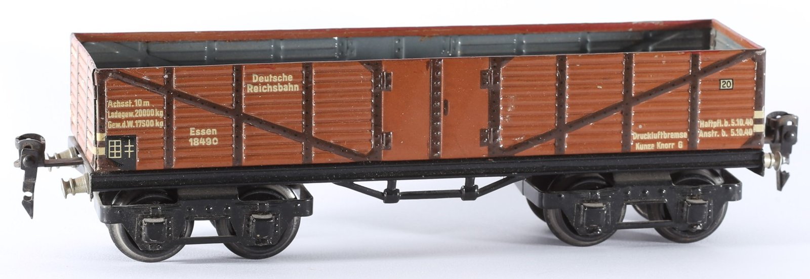 kallistoys auctions auktionen-antique vintage toys-antik historisch spielzeug-märklin-germany-tinplate-blech-train-eisenbahn-gauge-spur 0-high board car-hochbordwagen-18490-2a