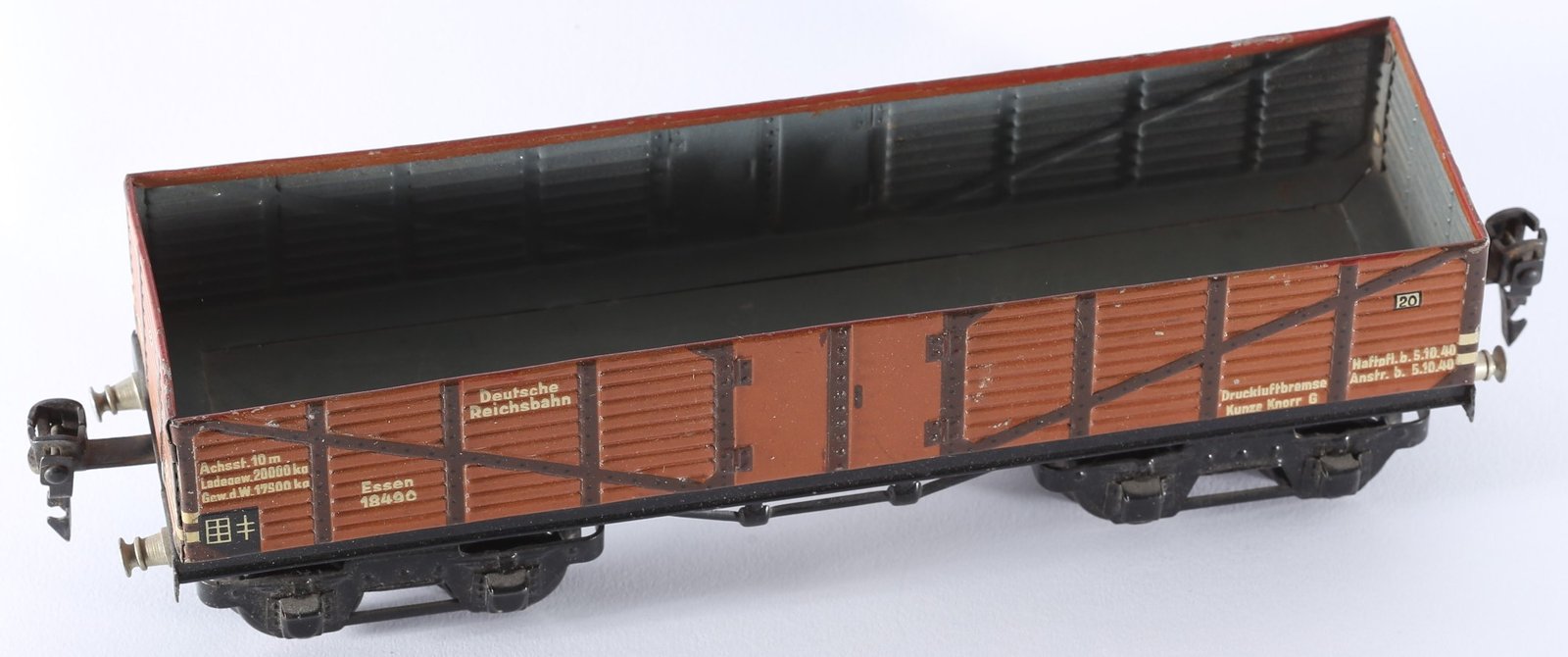 kallistoys auctions auktionen-antique vintage toys-antik historisch spielzeug-märklin-germany-tinplate-blech-train-eisenbahn-gauge-spur 0-high board car-hochbordwagen-18490-2b