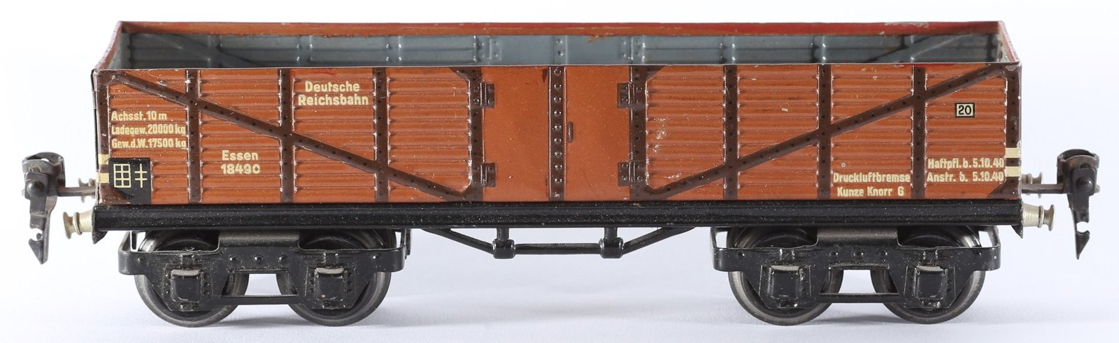 kallistoys auctions auktionen-antique vintage toys-antik historisch spielzeug-märklin-germany-tinplate-blech-train-eisenbahn-gauge-spur 0-high board car-hochbordwagen-18490-2c