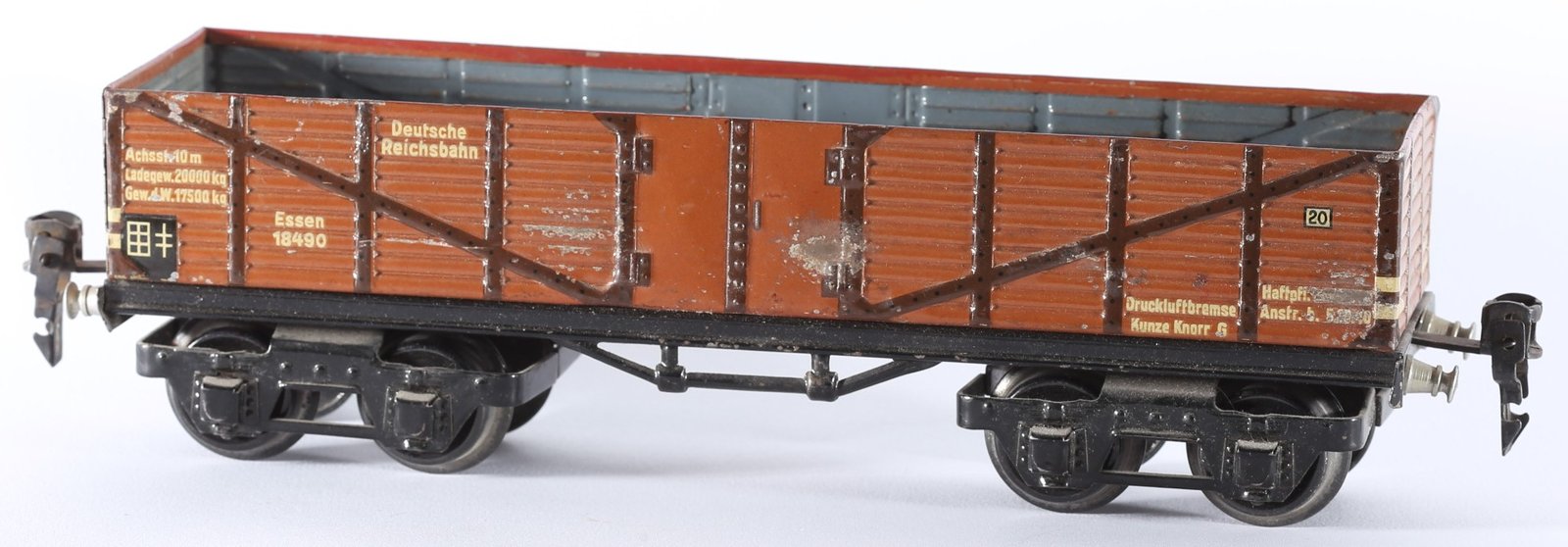kallistoys auctions auktionen-antique vintage toys-antik historisch spielzeug-märklin-germany-tinplate-blech-train-eisenbahn-gauge-spur 0-high board car-hochbordwagen-18490-2d