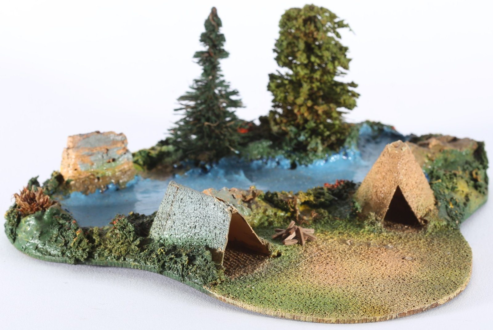 kallistoys auctions auktionen-antique vintage toys-antik historisch spielzeug-noch-germany-wood accessory-holz zubehör-campingsite lake-zeltplatz see-717-1b