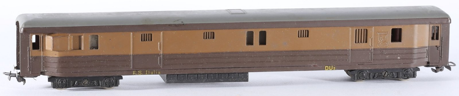 kallistoys auctions auktionen-antique vintage toys-antik historisch spielzeug-rivarossi-italy-bakelite-train-eisenbahn-gauge-spur h0-baggage car-gepäckwagen-bagaglio-bicolore-castano-v duz-1a