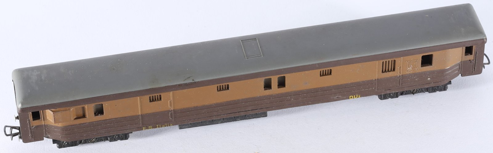 kallistoys auctions auktionen-antique vintage toys-antik historisch spielzeug-rivarossi-italy-bakelite-train-eisenbahn-gauge-spur h0-baggage car-gepäckwagen-bagaglio-bicolore-castano-v duz-1b