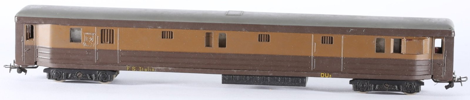 kallistoys auctions auktionen-antique vintage toys-antik historisch spielzeug-rivarossi-italy-bakelite-train-eisenbahn-gauge-spur h0-baggage car-gepäckwagen-bagaglio-bicolore-castano-v duz-1e