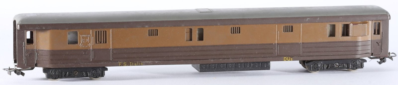 kallistoys auctions auktionen-antique vintage toys-antik historisch spielzeug-rivarossi-italy-bakelite-train-eisenbahn-gauge-spur h0-baggage car-gepäckwagen-bagaglio-bicolore-castano-v duz-1f
