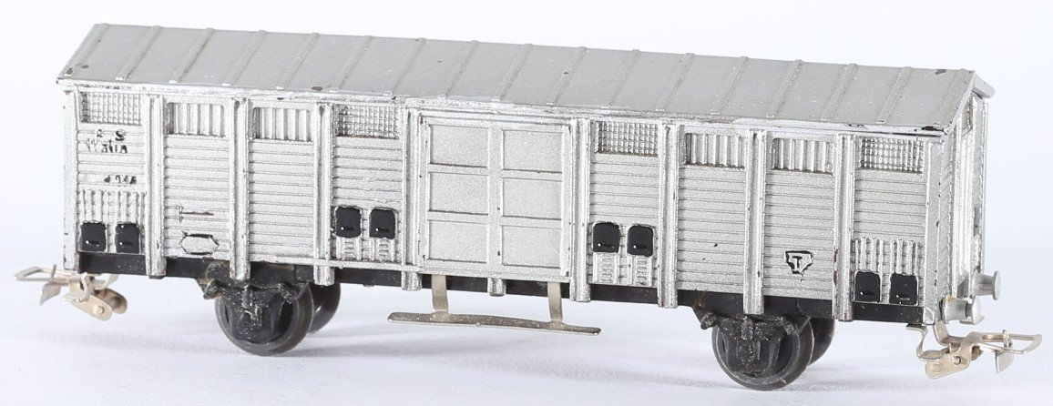 kallistoys auctions auktionen-antique vintage toys-antik historisch spielzeug-rivarossi-italy-bakelite-train-eisenbahn-refrigerator car-kühlwagen-carro refrigerante-argento-c r-2d