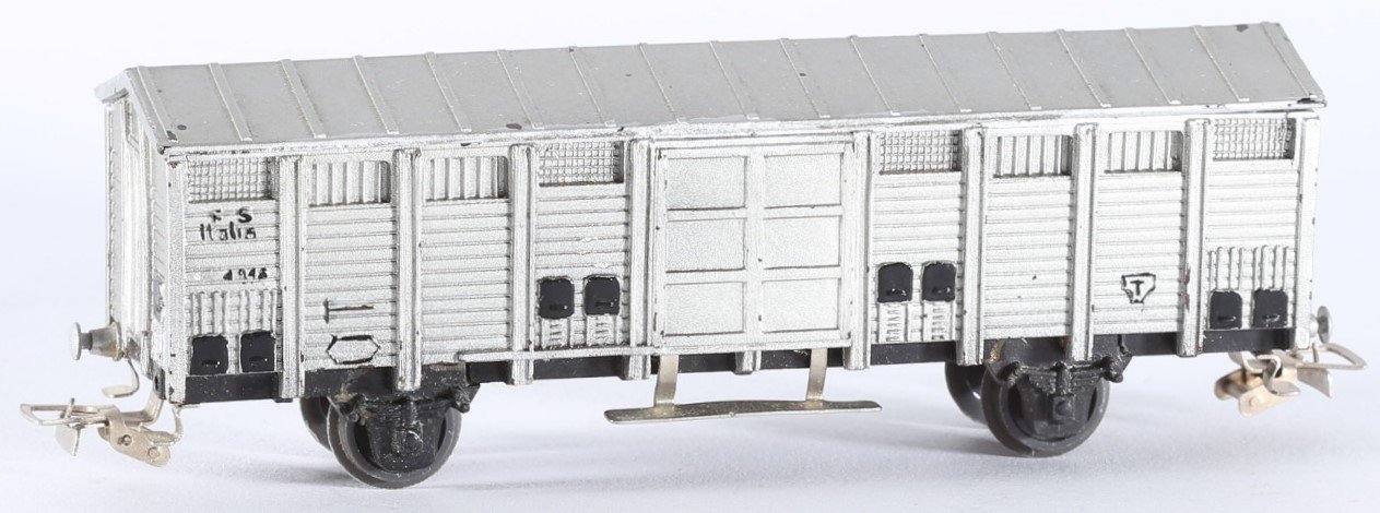 kallistoys auctions auktionen-antique vintage toys-antik historisch spielzeug-rivarossi-italy-bakelite-train-eisenbahn-refrigerator car-kühlwagen-carro refrigerante-argento-c r-2e