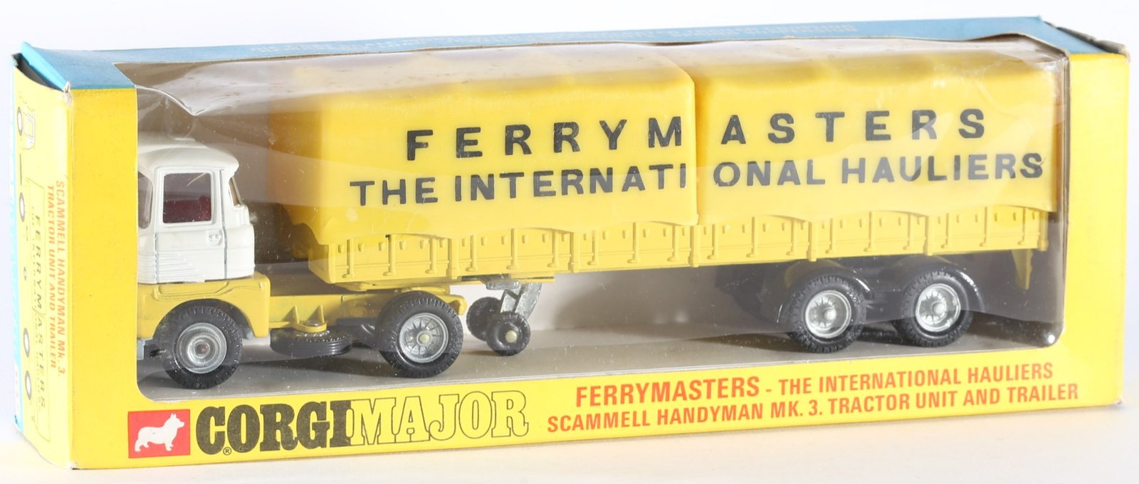 kallistoys auctions auktionen-antique vintage toys-antik historisch spielzeug-corgi major-england-diecast-scammell handyman mk. 3 tractor unit trailer-ferrymasters the international hauliers-1147-1i