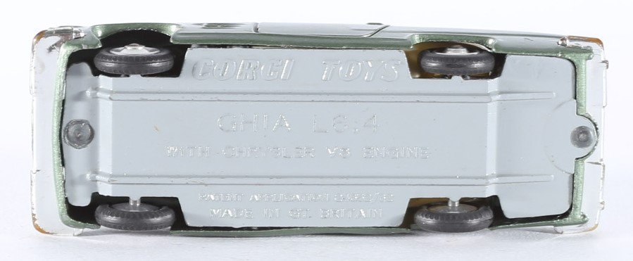 kallistoys auctions auktionen-antique vintage toys-antik historisch spielzeug-corgi toys-england-diecast-car-auto-scale 1 to 43-chrysler ghia l 6.4-metallic green-241-1i
