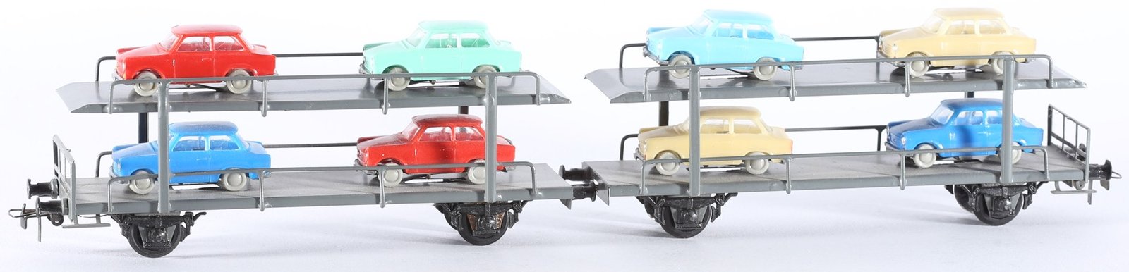 kallistoys auctions auktionen-antique vintage toys-antik historisch spielzeug-dahmer-east germany-gdr-tinplate-blech-train-eisenbahn-gauge-spur h0-car transporter-autotransportwagen-trabant-1a