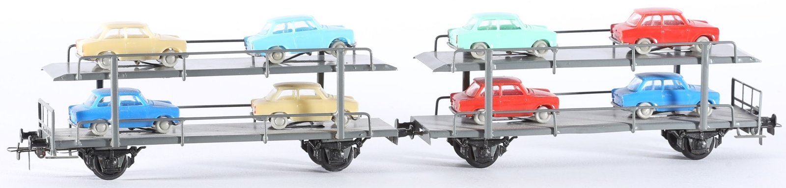 kallistoys auctions auktionen-antique vintage toys-antik historisch spielzeug-dahmer-east germany-gdr-tinplate-blech-train-eisenbahn-gauge-spur h0-car transporter-autotransportwagen-trabant-1e