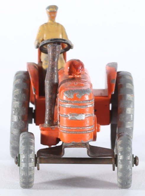 kallistoys auctions auktionen-antique vintage toys-antik historisch spielzeug-dinky toys-meccano-england-diecast-scale 1 to 43-field marshall tractor-trecker-orange-metal wheels-27n-2d