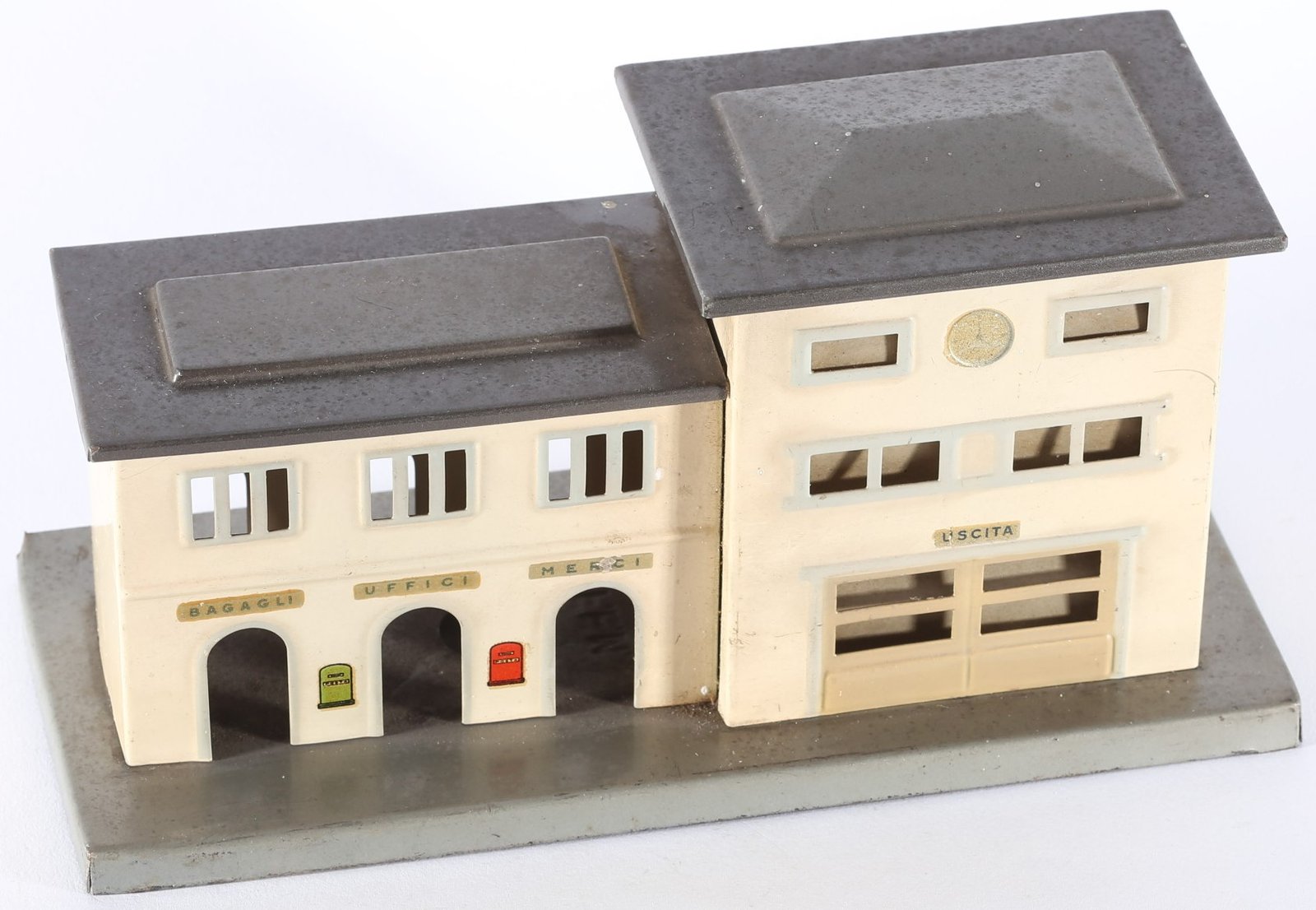 kallistoys auctions auktionen-antique vintage toys-antik historisch spielzeug-f.e.m.-italy-tinplate-blech-accessory-zubehör-railway station-bahnhof-piccola stazione di transito-57-1b