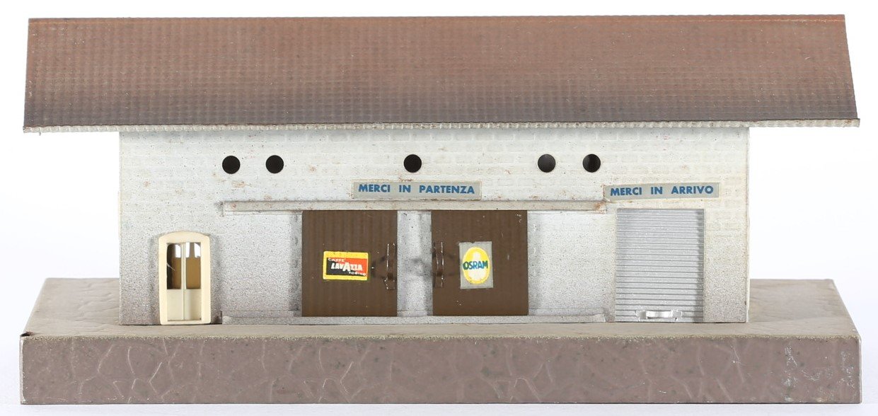 kallistoys auctions auktionen-antique vintage toys-antik historisch spielzeug-f.e.m.-italy-tinplate-blech-railway accessory-eisenbahnzubehör-goods station-güterbahnhof-scalo merci-54-1c