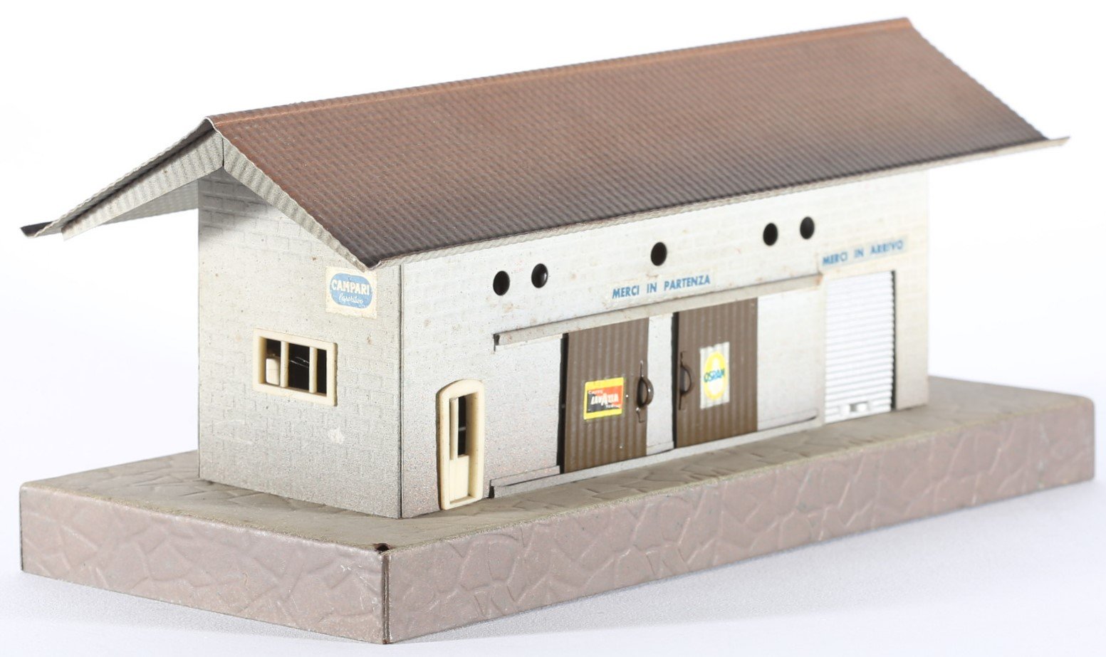 kallistoys auctions auktionen-antique vintage toys-antik historisch spielzeug-f.e.m.-italy-tinplate-blech-railway accessory-eisenbahnzubehör-goods station-güterbahnhof-scalo merci-54-1d