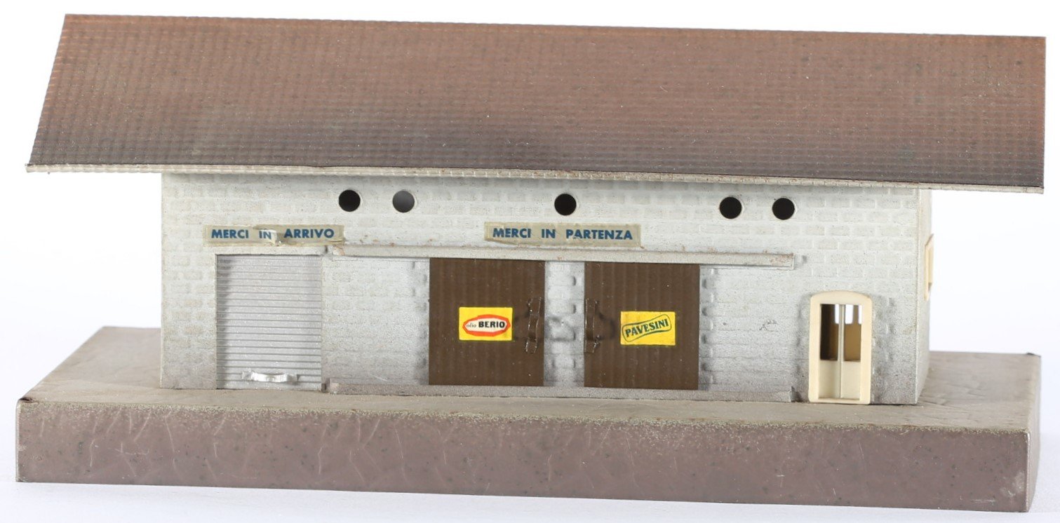 kallistoys auctions auktionen-antique vintage toys-antik historisch spielzeug-f.e.m.-italy-tinplate-blech-railway accessory-eisenbahnzubehör-goods station-güterbahnhof-scalo merci-54-1e